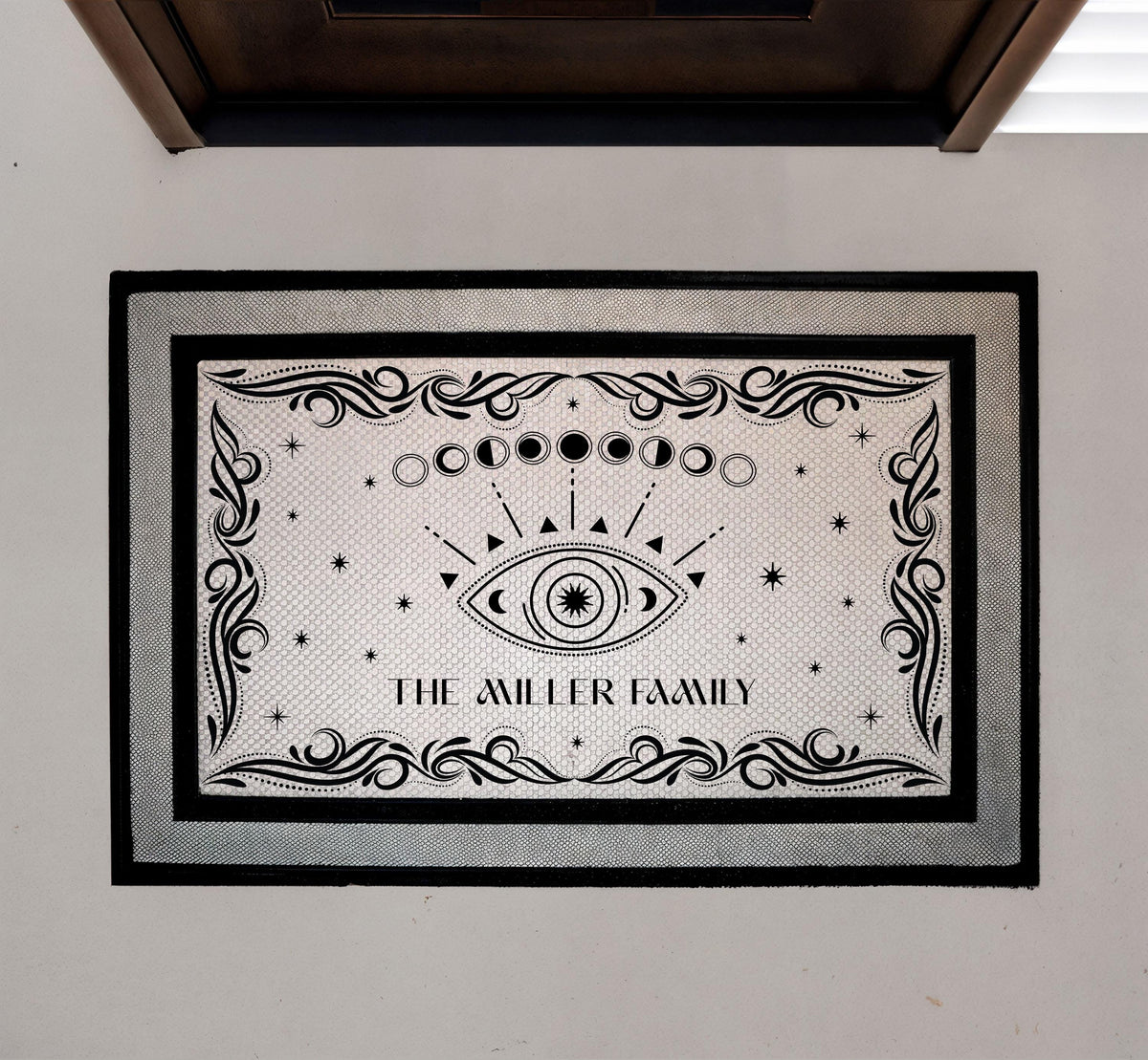 Personalized Celestial Doormat, Moon Phase Welcome Mat
