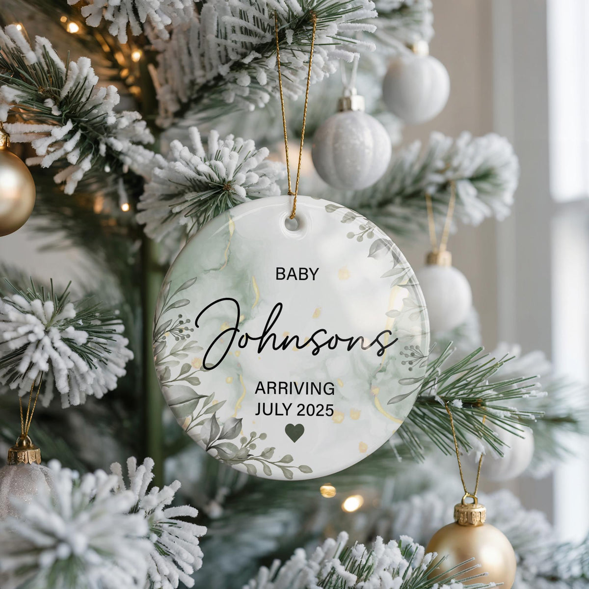 Personalized Baby Announcement Ornament, Custom Ceramic Keepsake