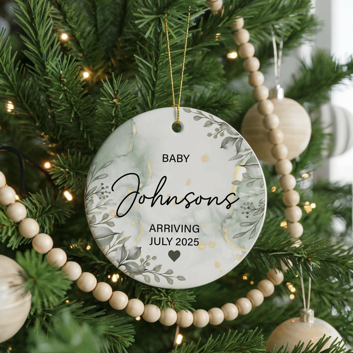 Personalized Baby Announcement Ornament, Custom Ceramic Keepsake