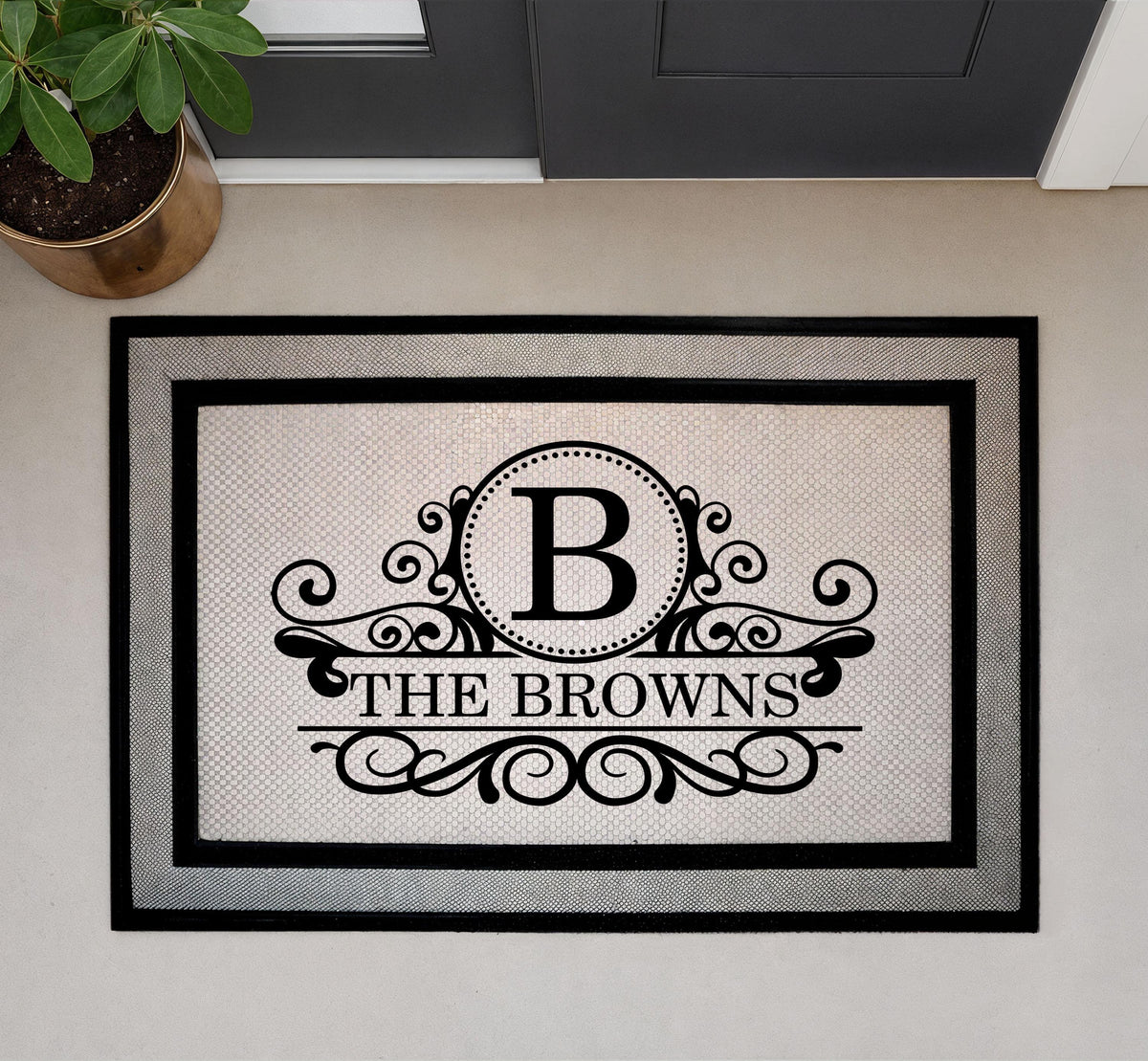 Personalized Family Name & Initial Doormat, Customizable Welcome Mat, Unique Housewarming Gift