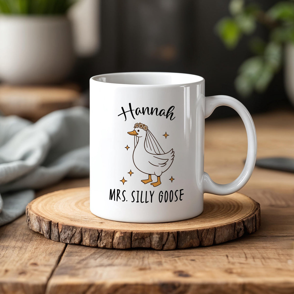 Customizable Mr And Mrs Silly Goose Design Coffee Mug, Bride And Groom Matching Ceramic Cup