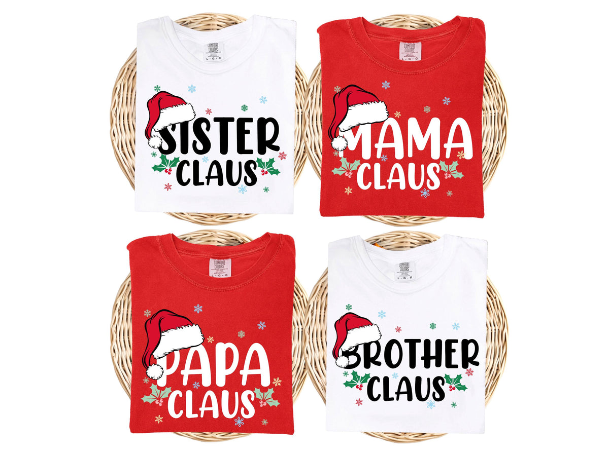 Comfort Colors® Personalized Claus Christmas Family Shirt, Custom Christmas Crew Matching Tees, Xmas Party Long Sleeve, Festive Holiday Tees