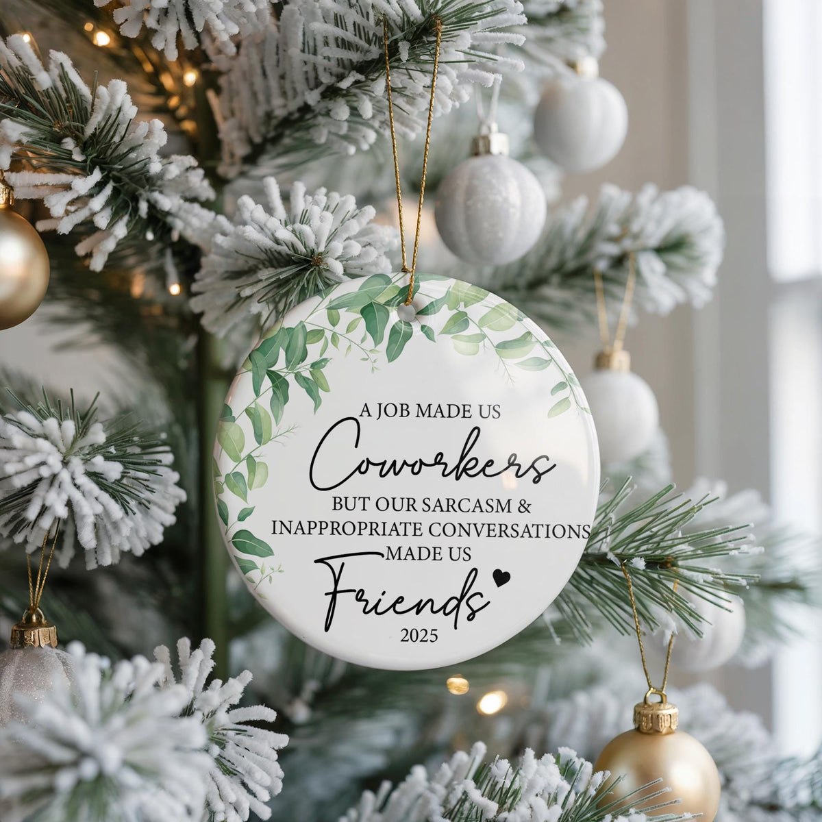 Coworker Christmas Ornament, Job Made Us Friends, Ceramic Keepsake