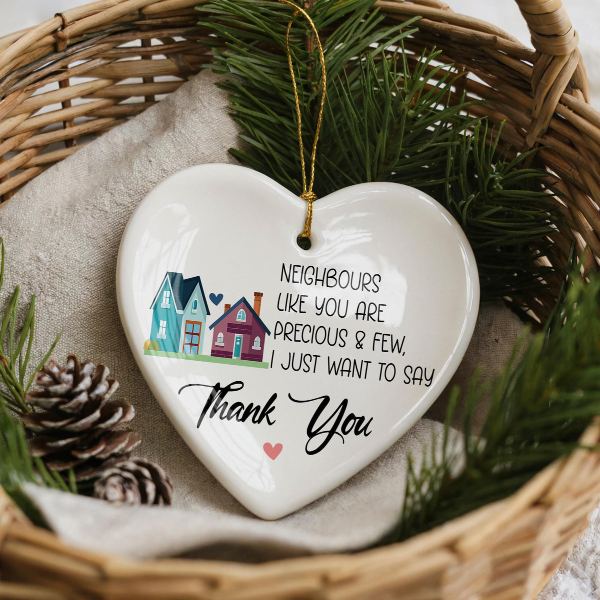 Neighbor Appreciation Ceramic Ornament, Thank You Keepsake