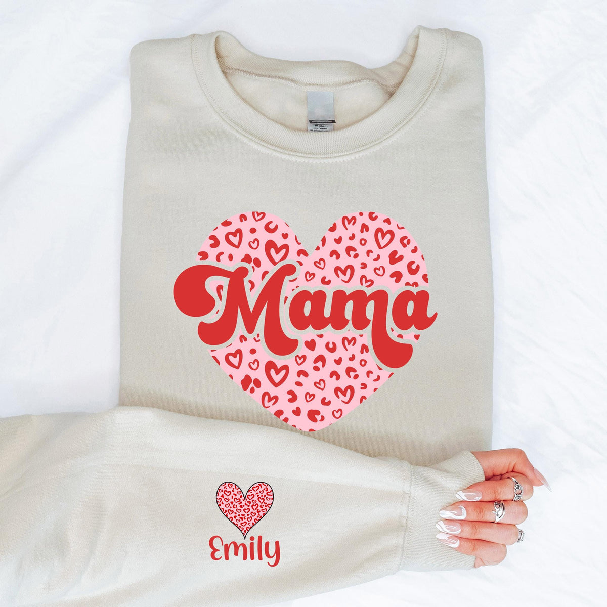 Personalized Leopard Heart Mama Shirt