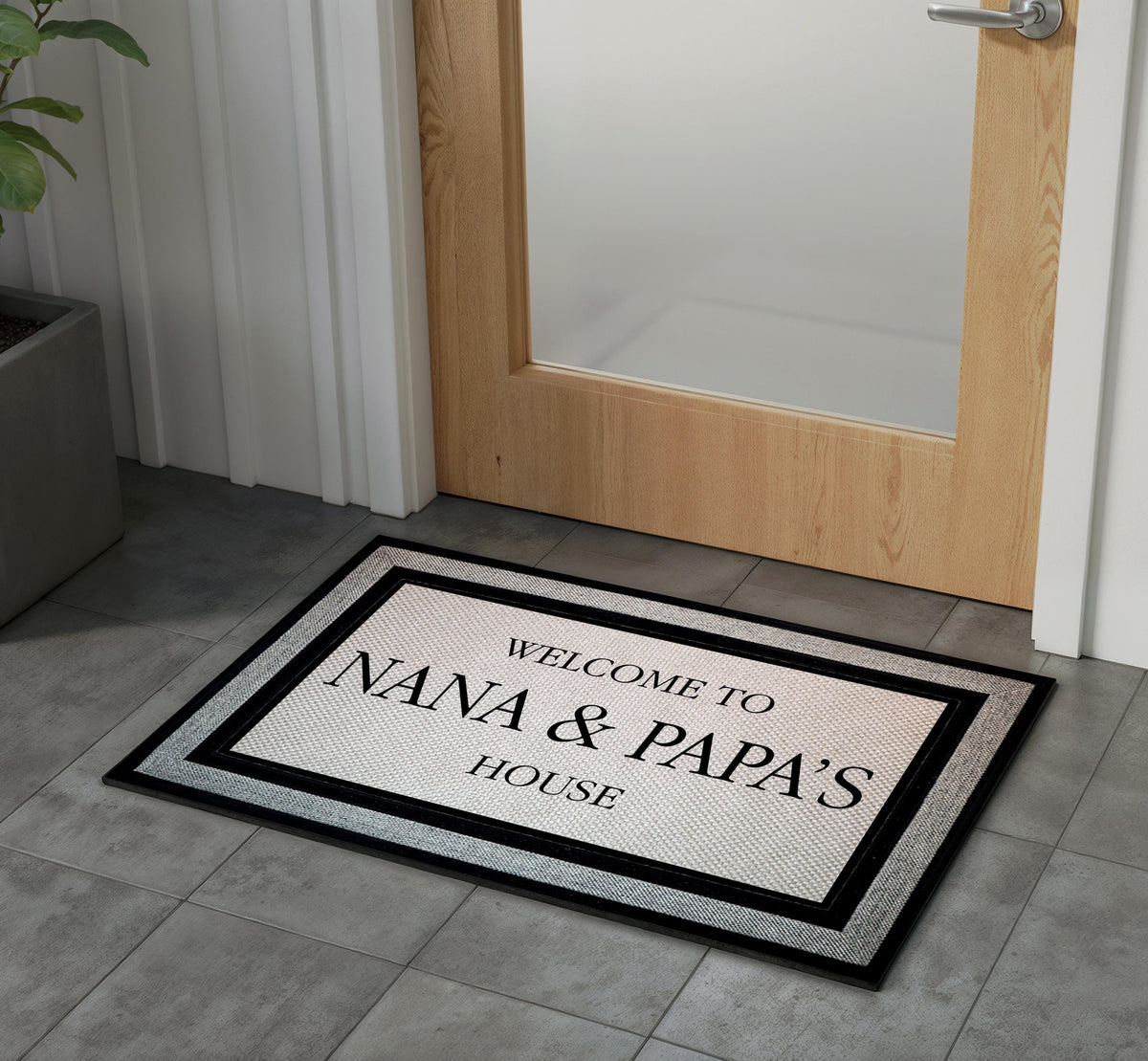 Welcome to Nana and Papa’s House Doormat, Custom Couple Names Welcome Mat, Personalized Grandparents Gift, Front Porch and Indoor Entry Mat