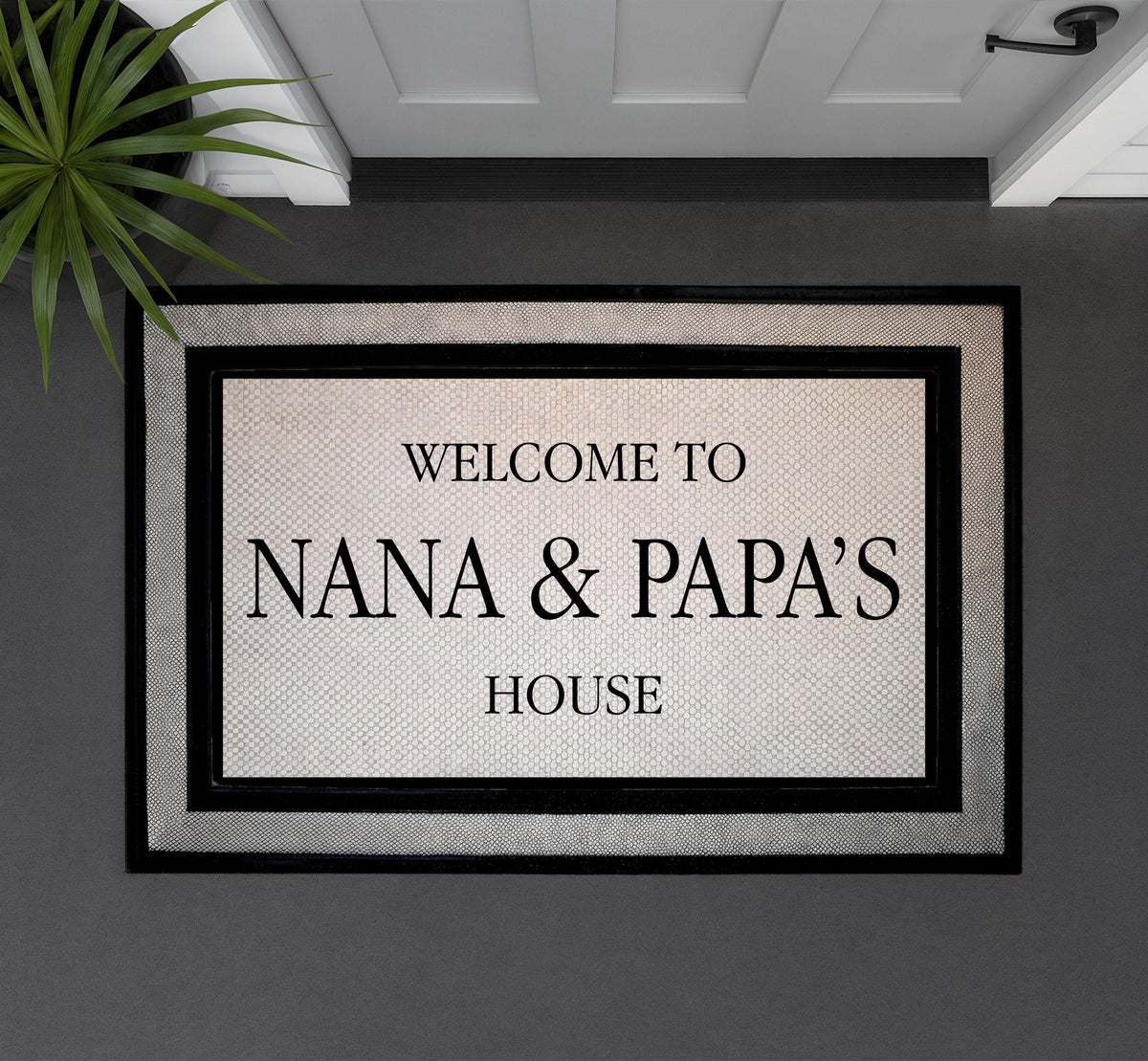 Welcome to Nana and Papa’s House Doormat, Custom Couple Names Welcome Mat, Personalized Grandparents Gift, Front Porch and Indoor Entry Mat