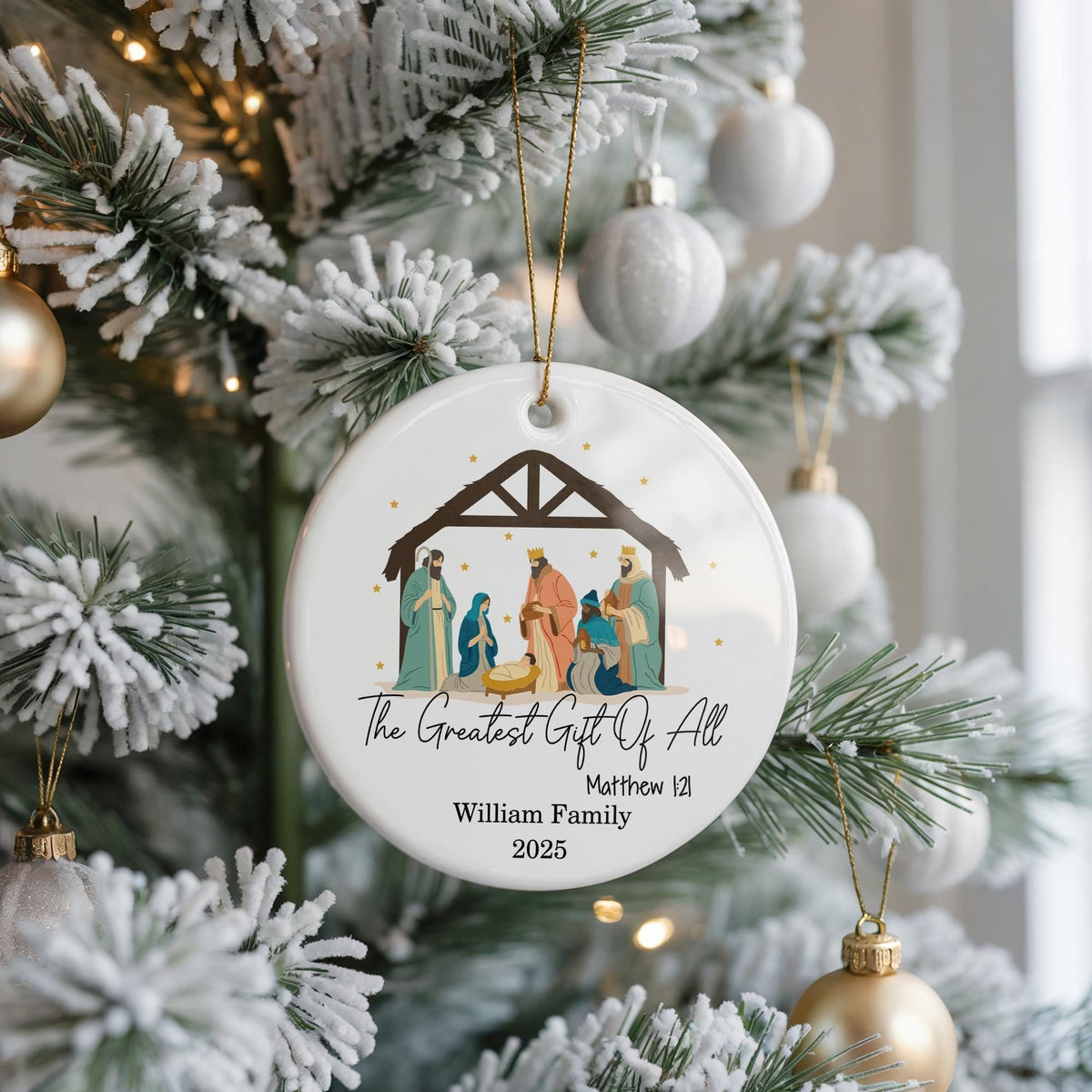 Nativity Scene Christmas Ornament, Personalized Family Keepsake