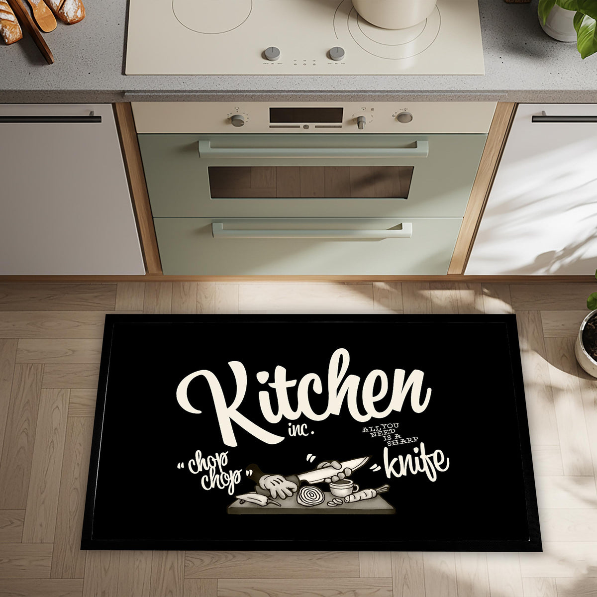 Chalkboard Italian Pizza Kitchen Mat, Non-Slip Easy Clean Floor Decor