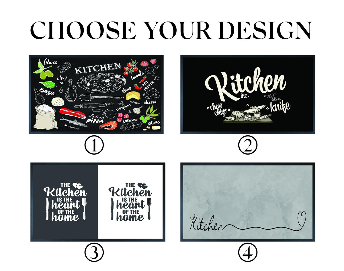 Chalkboard Italian Pizza Kitchen Mat, Non-Slip Easy Clean Floor Decor