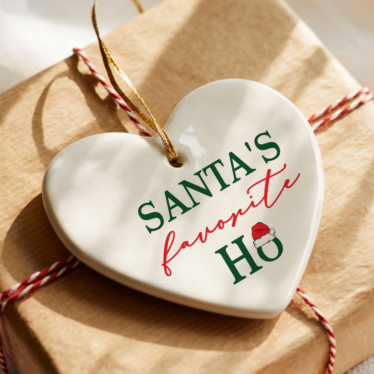 Santa's Favorite Ho Ceramic Ornament, Funny Christmas Keepsake