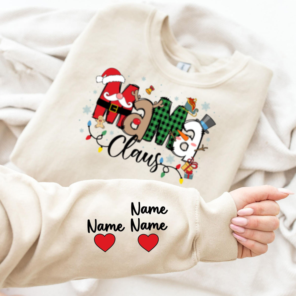 Custom Mama Claus Sweatshirt, Christmas Mama Shirt, Christmas Gift Tee for Mom