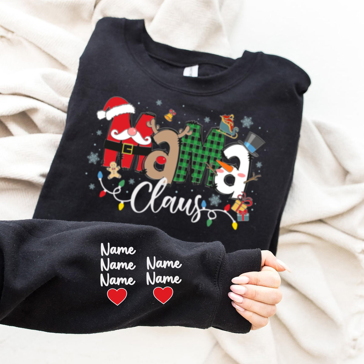 Custom Mama Claus Sweatshirt, Christmas Mama Shirt, Christmas Gift Tee for Mom