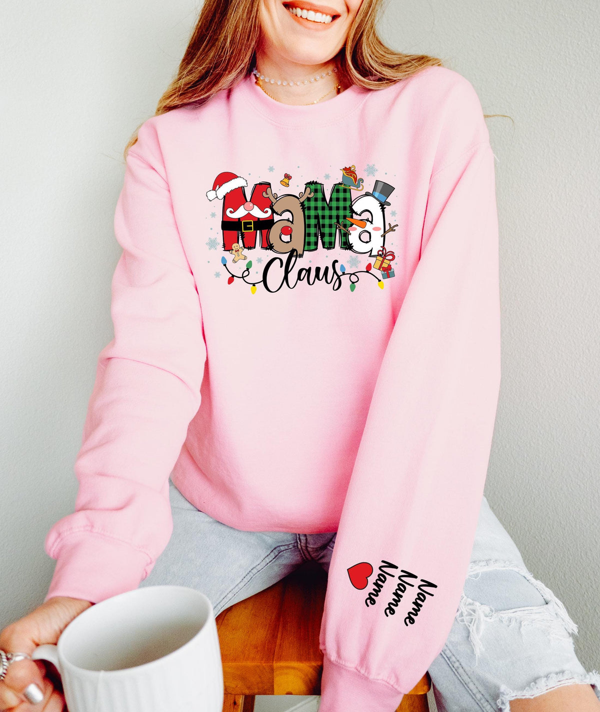 Custom Mama Claus Sweatshirt, Christmas Mama Shirt, Christmas Gift Tee for Mom