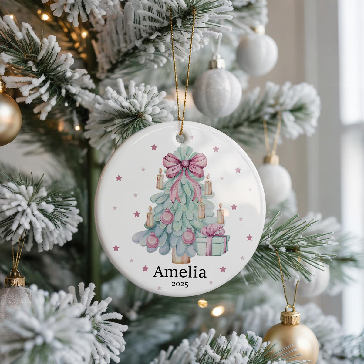 Personalized Ceramic Christmas Ornament, Baby Keepsake