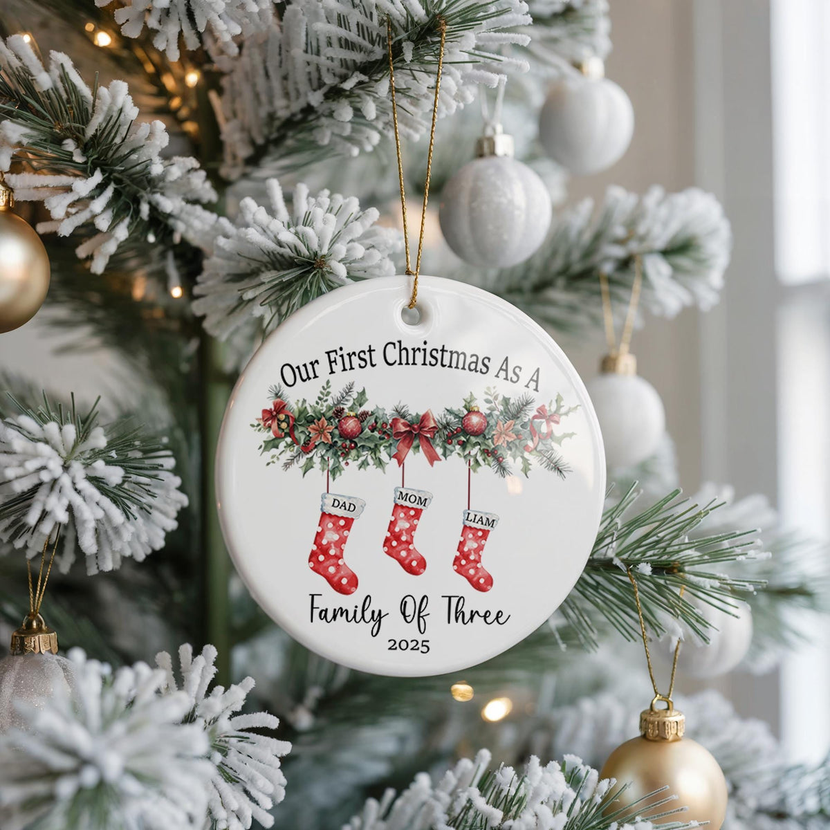 Personalized Family Christmas Ornament, First Christmas Keepsake
