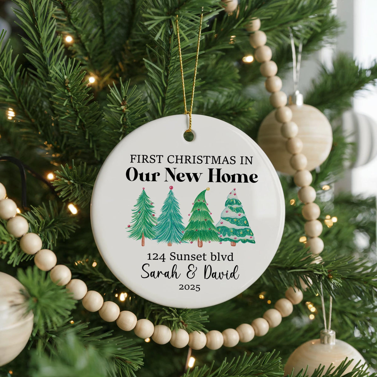 First Christmas In Our New Home Ornament, Personalized Ceramic Keepsake