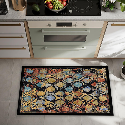 Vintage Carpet Style Doormat, Bohemian Home Decor, Traditional Print Indoor Outdoor Rug