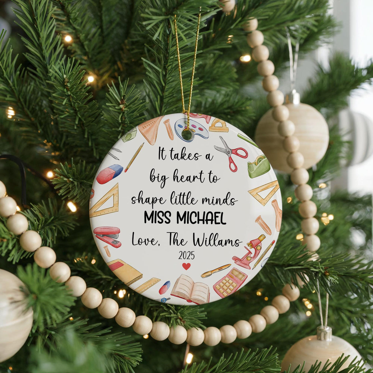 Personalized Teacher Ornament, Custom Keepsake Gift