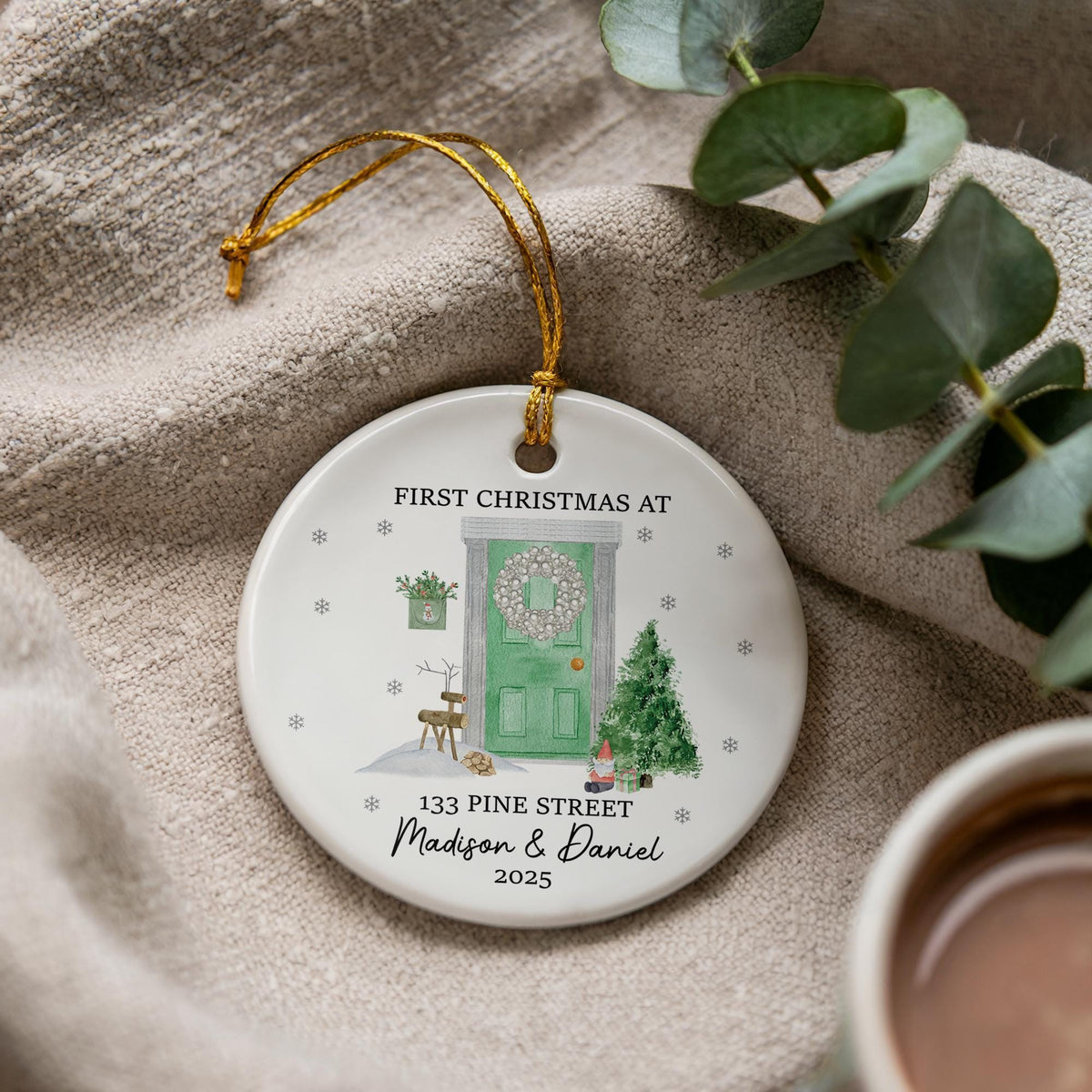 Personalized First Home Christmas Ornament, Custom Address Keepsake