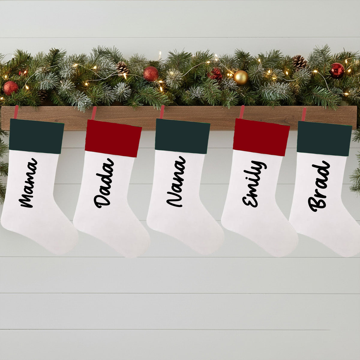 Custom Christmas Stockings, Xmas Family Stocking, Holiday Fireplace Decor Gifts