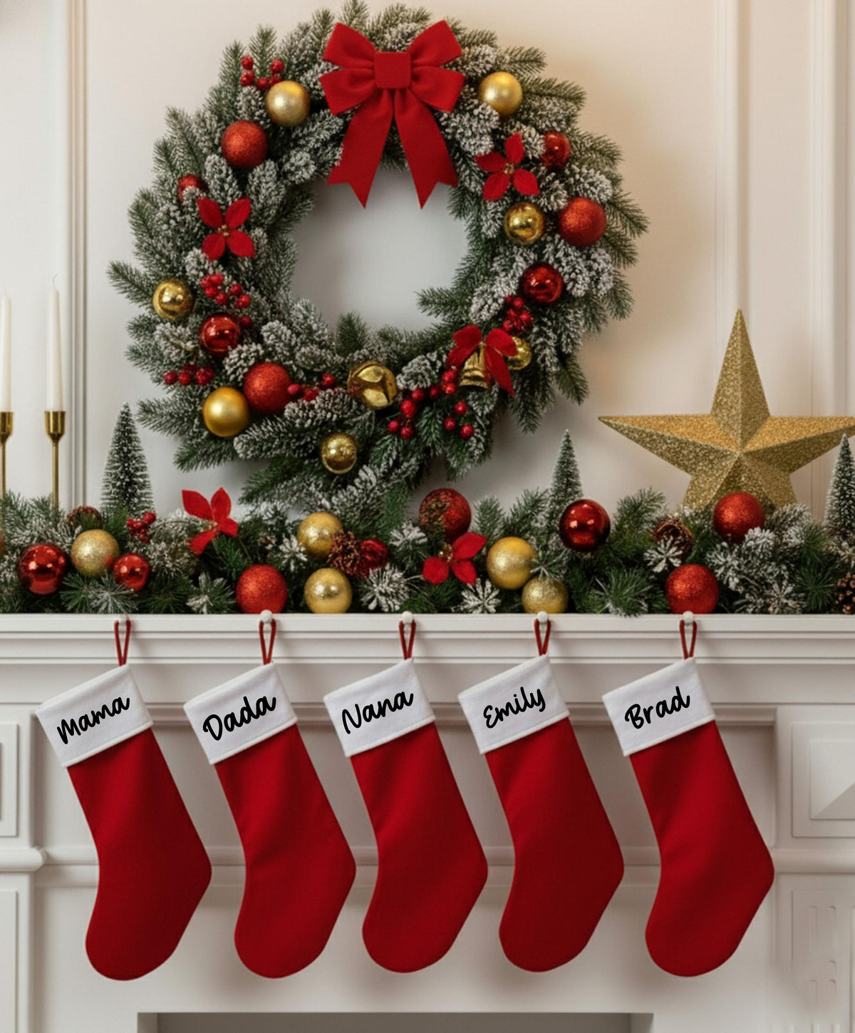 Personalized Xmas Stockings, Christmas Family Stocking, Holiday Fireplace Decor Gift