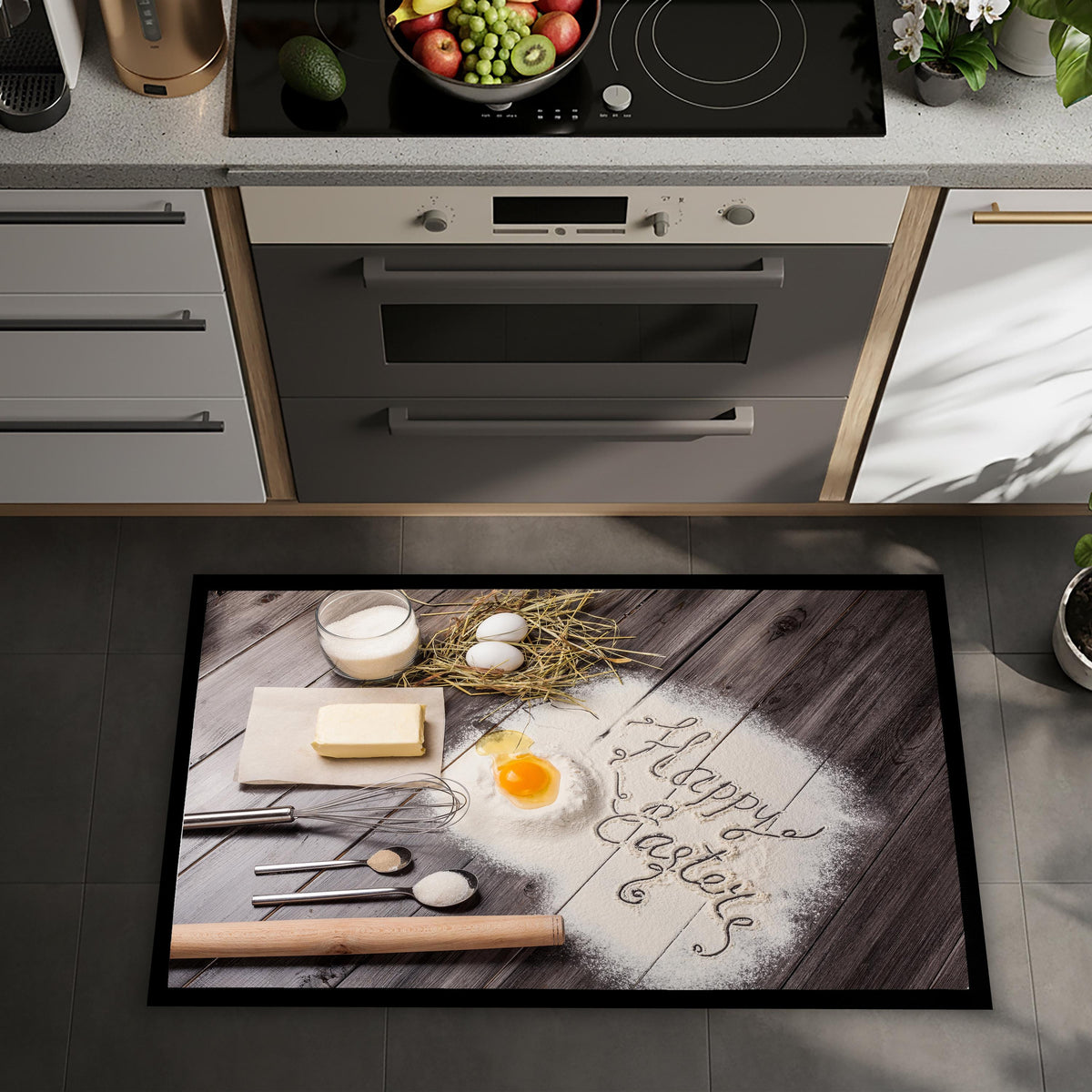Happy Easter Baking Kitchen Mat, Farmhouse Spring Decor, Chef Gift, Non-Slip Floor Mat