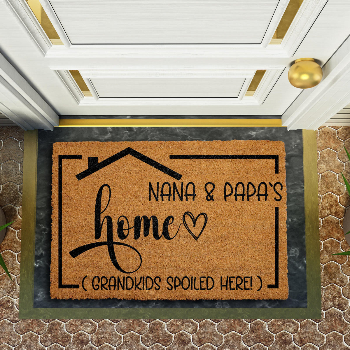 Nana & Papa's Home Welcome Mat, Grandkids Spoiled Here Doormat