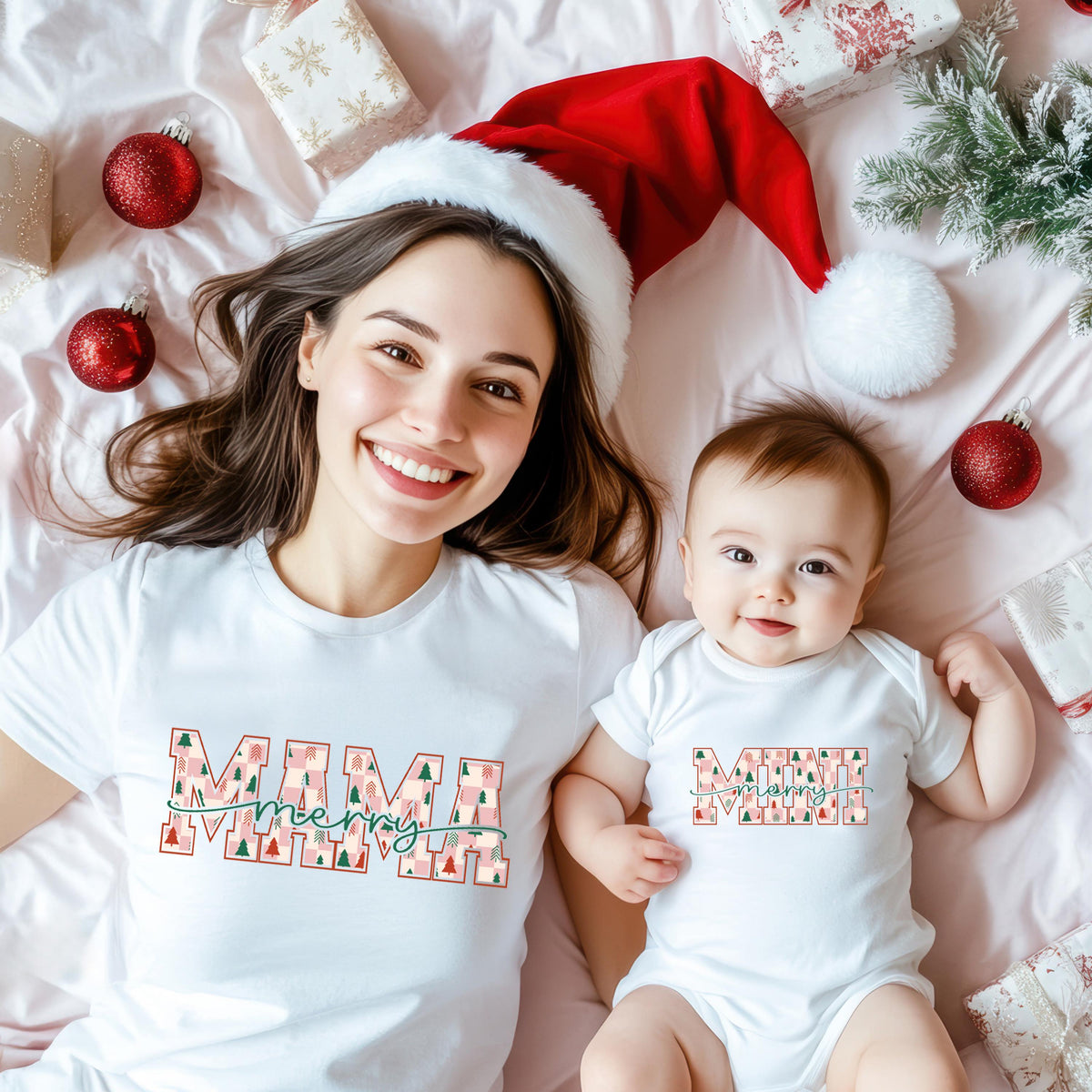 Merry Mama Shirt, Merry Mini Bodysuit, Christmas Matching Family Gift