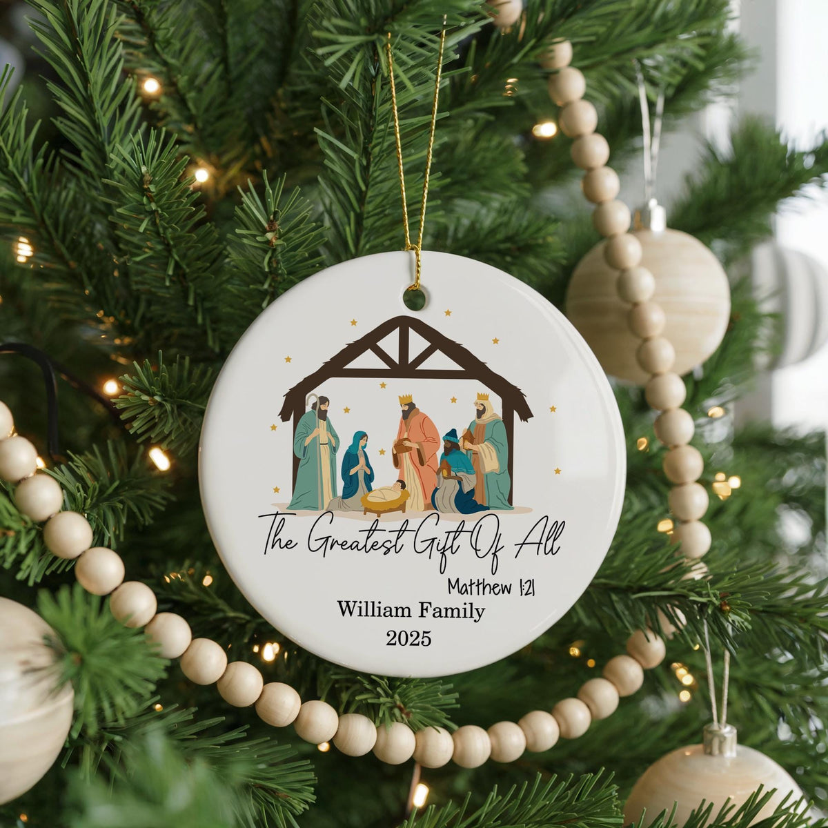 Nativity Scene Christmas Ornament, Personalized Family Keepsake