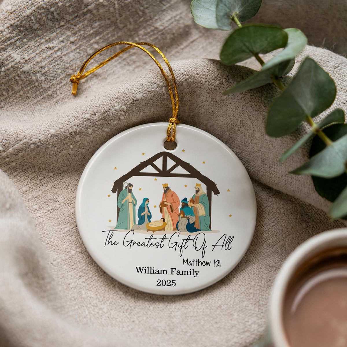 Nativity Scene Christmas Ornament, Personalized Family Keepsake