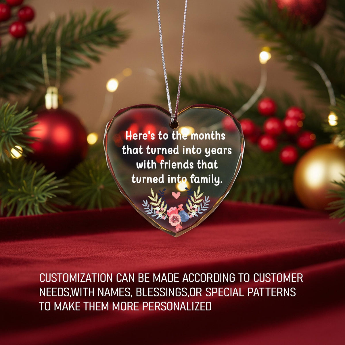 Friends Turned Family Heart Glass Ornament, Best Friend Christmas Gift