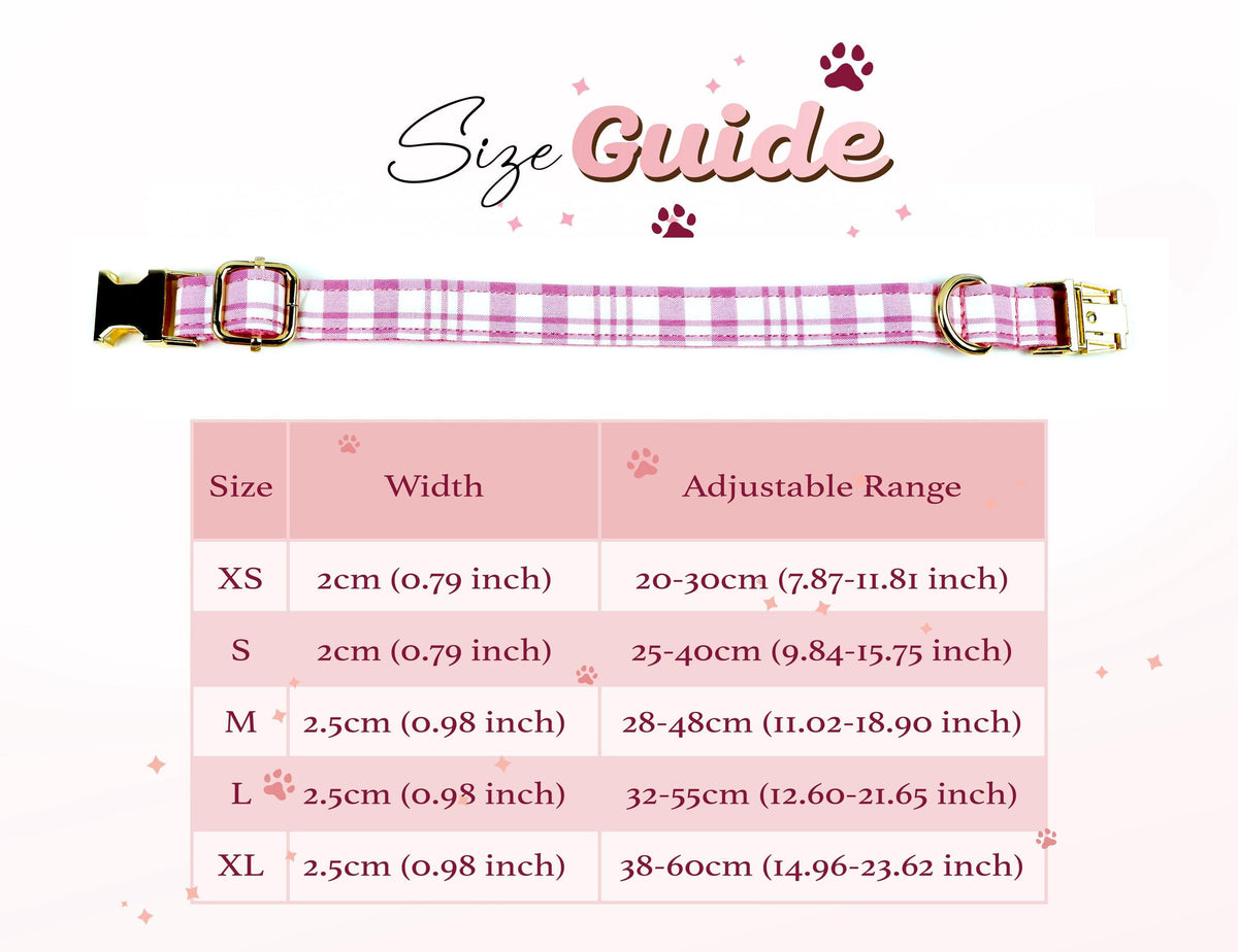 Personalized Plaid Pet Collar, Engraved Metal Buckle Dog Cat Collar With D-Ring