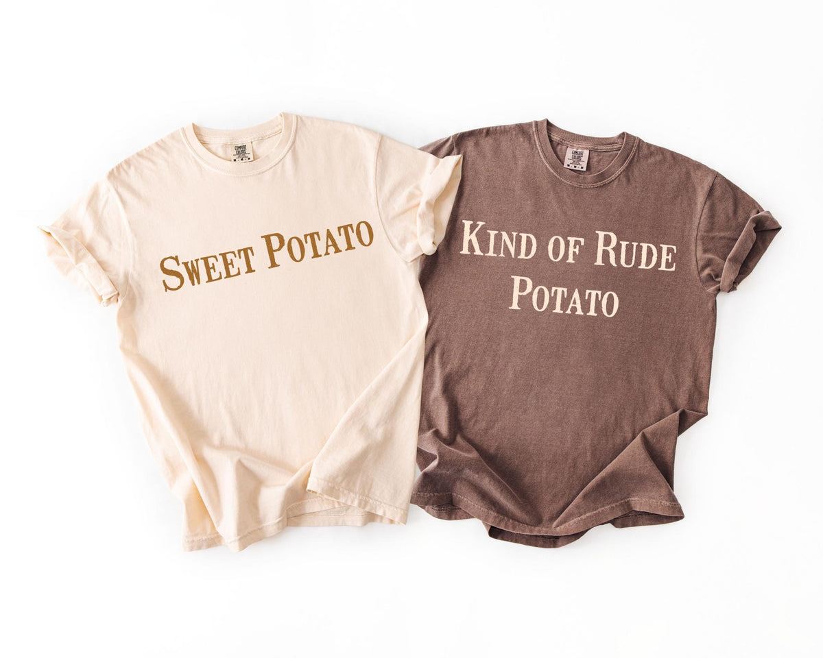 Comfort Colors® Thanksgiving Couples Shirt, Sweet Potato Kind Of Rude Potato Shirt, Funny Thanksgiving Matching Shirt, Fall Husband Wife Tee