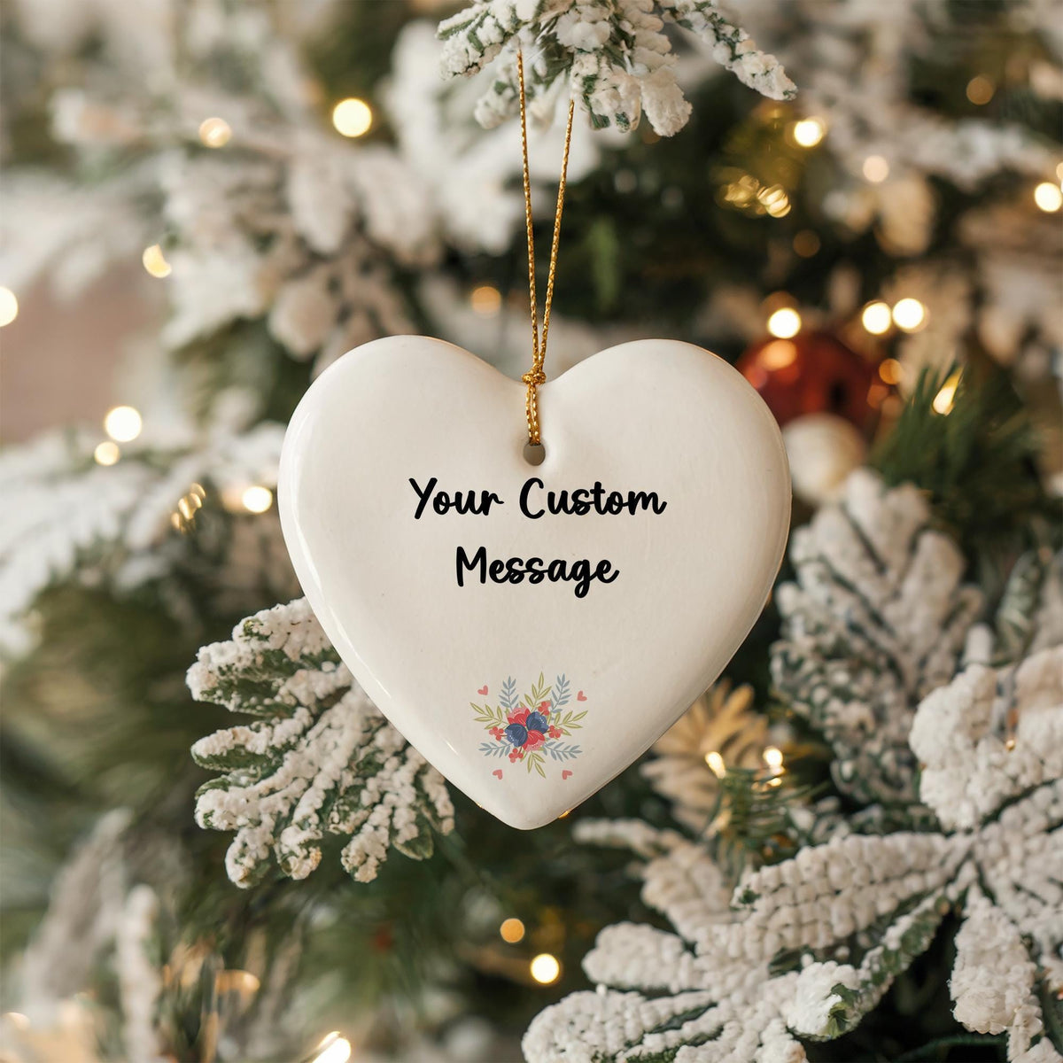 Custom Ceramic Heart Ornament, Personalized Christmas Keepsake