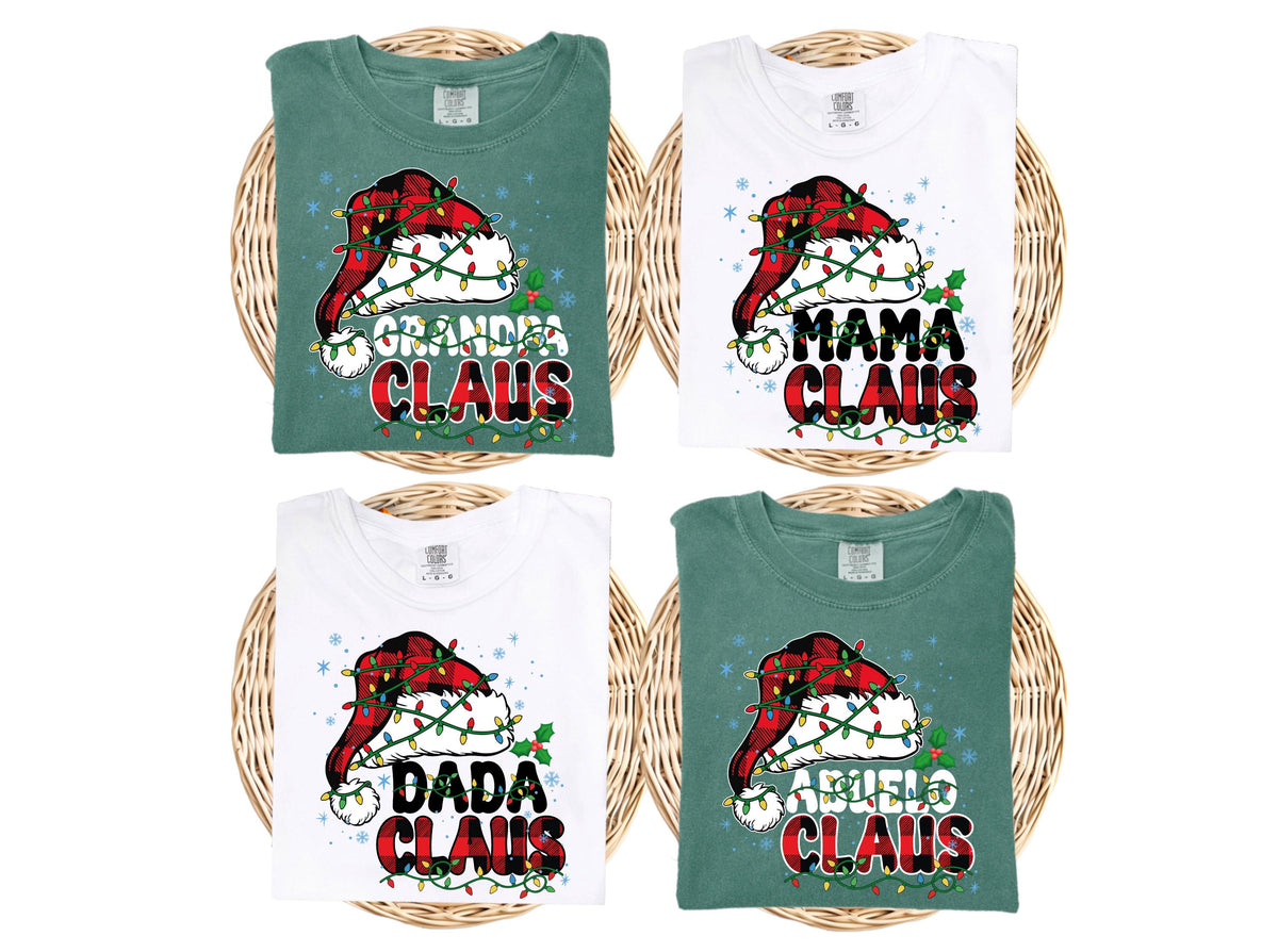 Comfort Colors® Custom Christmas Claus Shirts, Custom Family Matching Xmas Tees, Christmas Lights Shirt, Christmas Crew Long Sleeve Shirt