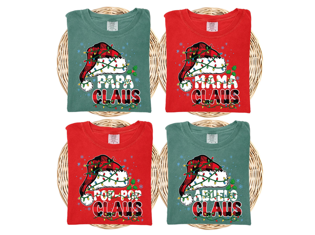 Comfort Colors® Custom Christmas Claus Shirts, Custom Family Matching Xmas Tees, Christmas Lights Shirt, Christmas Crew Long Sleeve Shirt