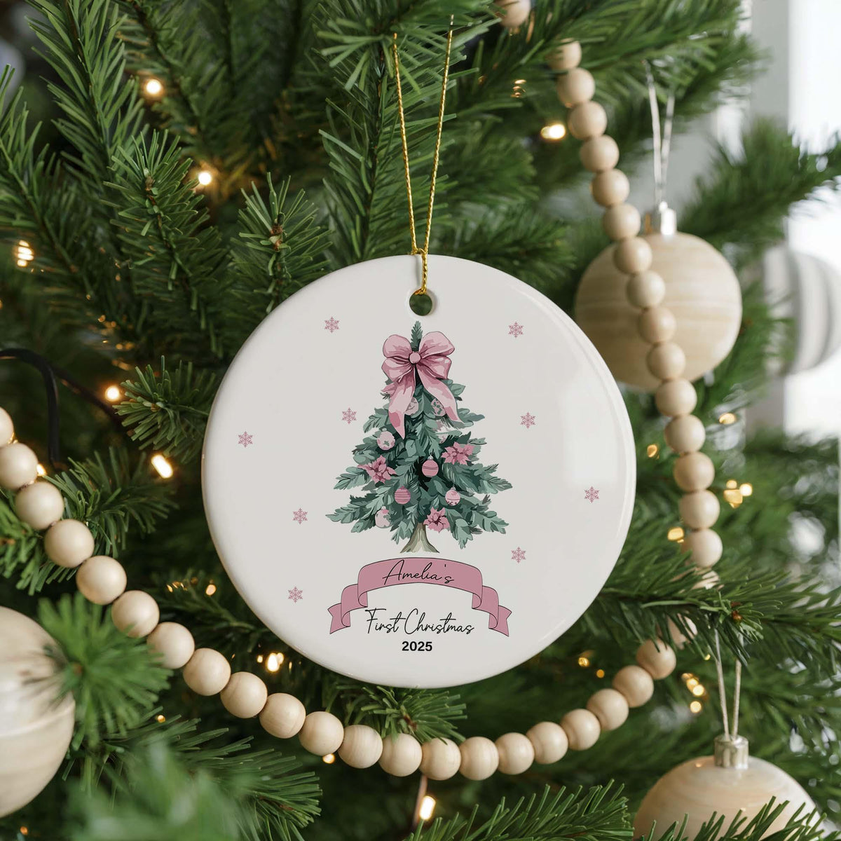 Personalized Baby's First Christmas Ceramic Ornament, Newborn Keepsake