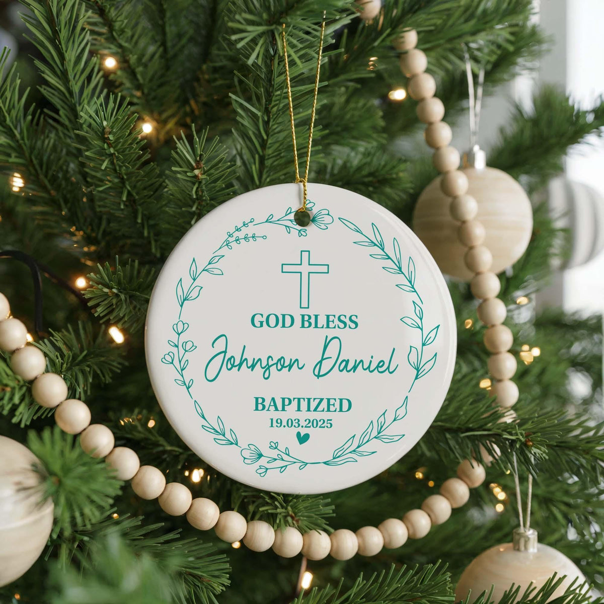 Personalized Baptism Ceramic Ornament, Baby Christening Keepsake