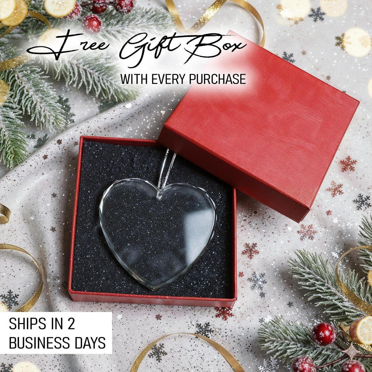 Heart Friendship Ornament, Engraved Crystal Glass Keepsake