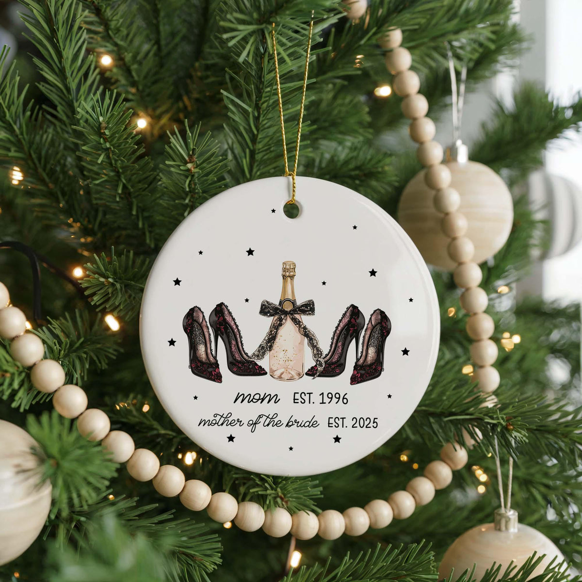 Mother of the Bride Ornament, Custom Wedding Keepsake, Ceramic Christmas Ornament