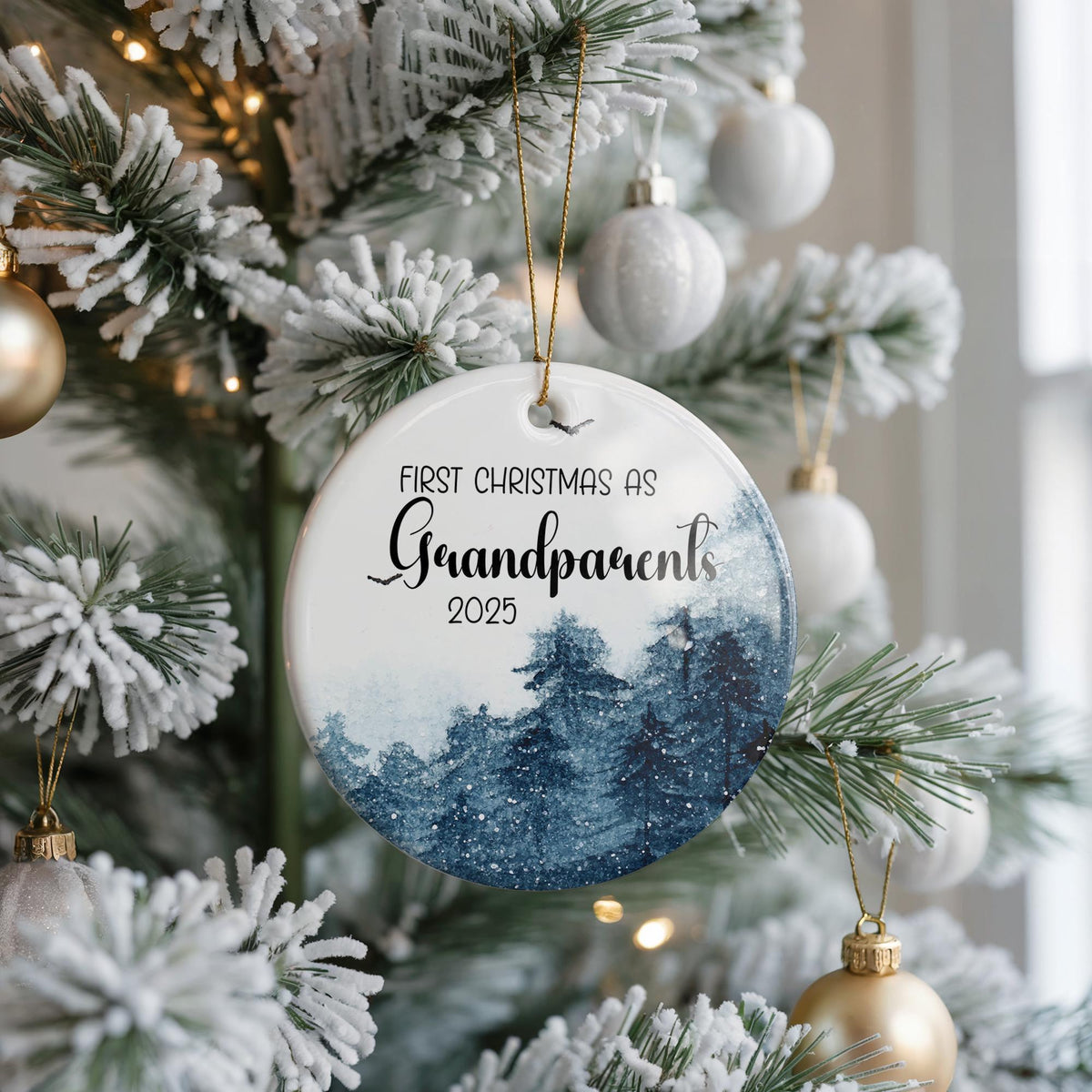 First Christmas as Grandparents Ornament, Personalized Ceramic Keepsake