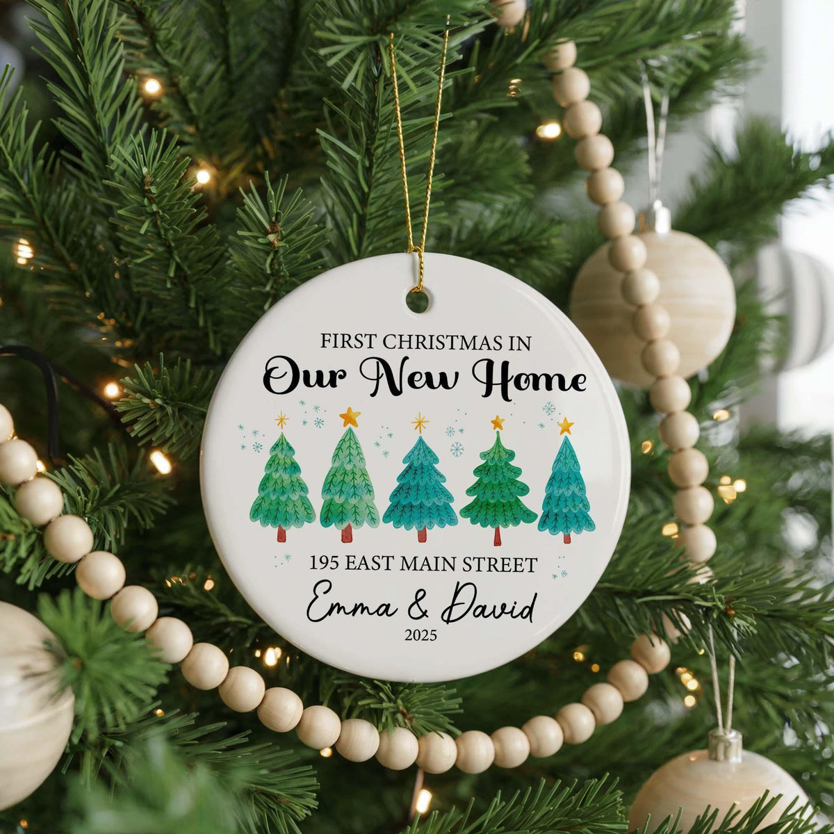 Personalized First Christmas In New Home Ornament, Ceramic Keepsake