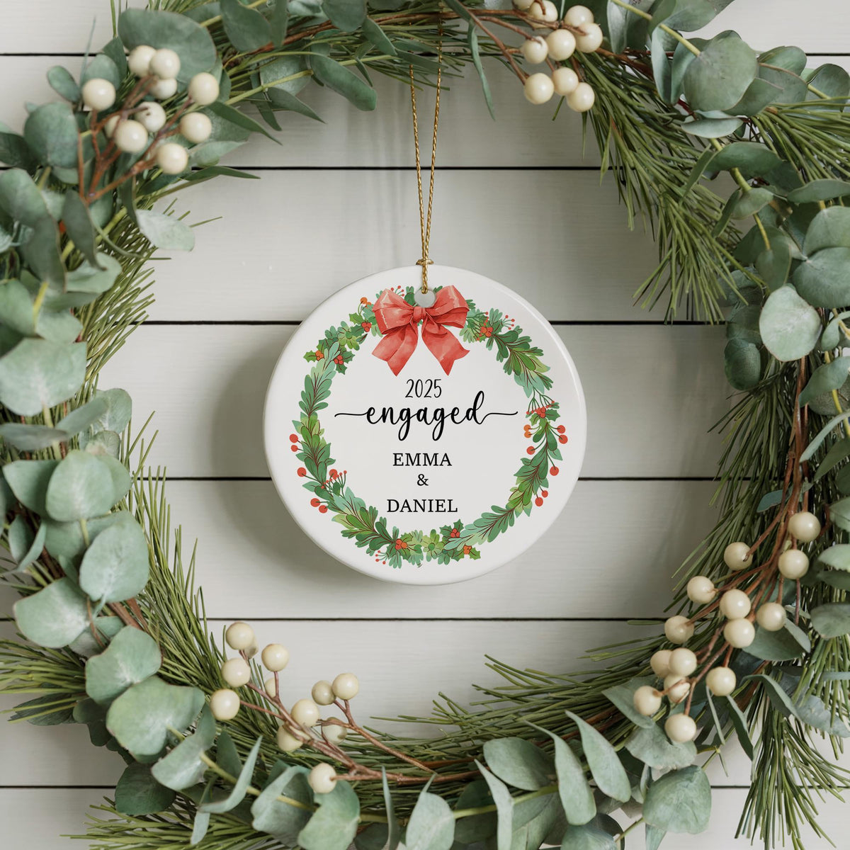 Personalized Engagement Keepsake, Custom Couple Names Ornament, Newly Engaged Christmas Gift