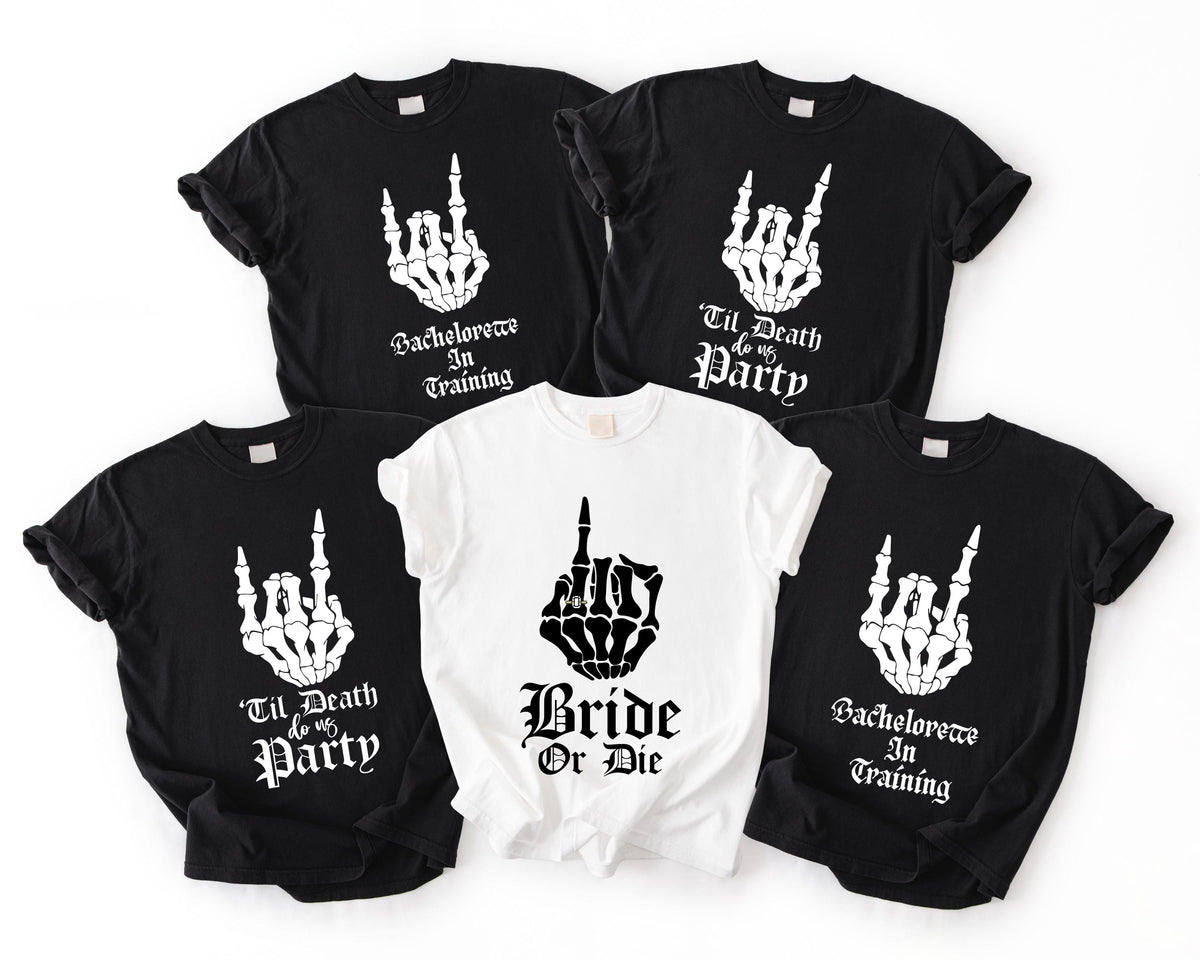 Bride or Die T-Shirts, Gothic Bridal Shower Tees, Bachelorette Party Sweatshirt