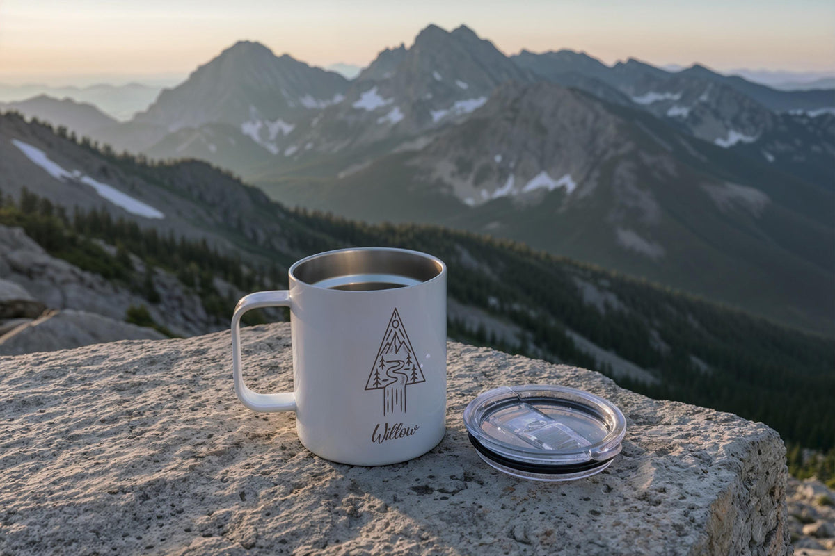 Personalized Mountain Name Mug, Custom Hiking Gift, Minimalist Nature Camping Cup