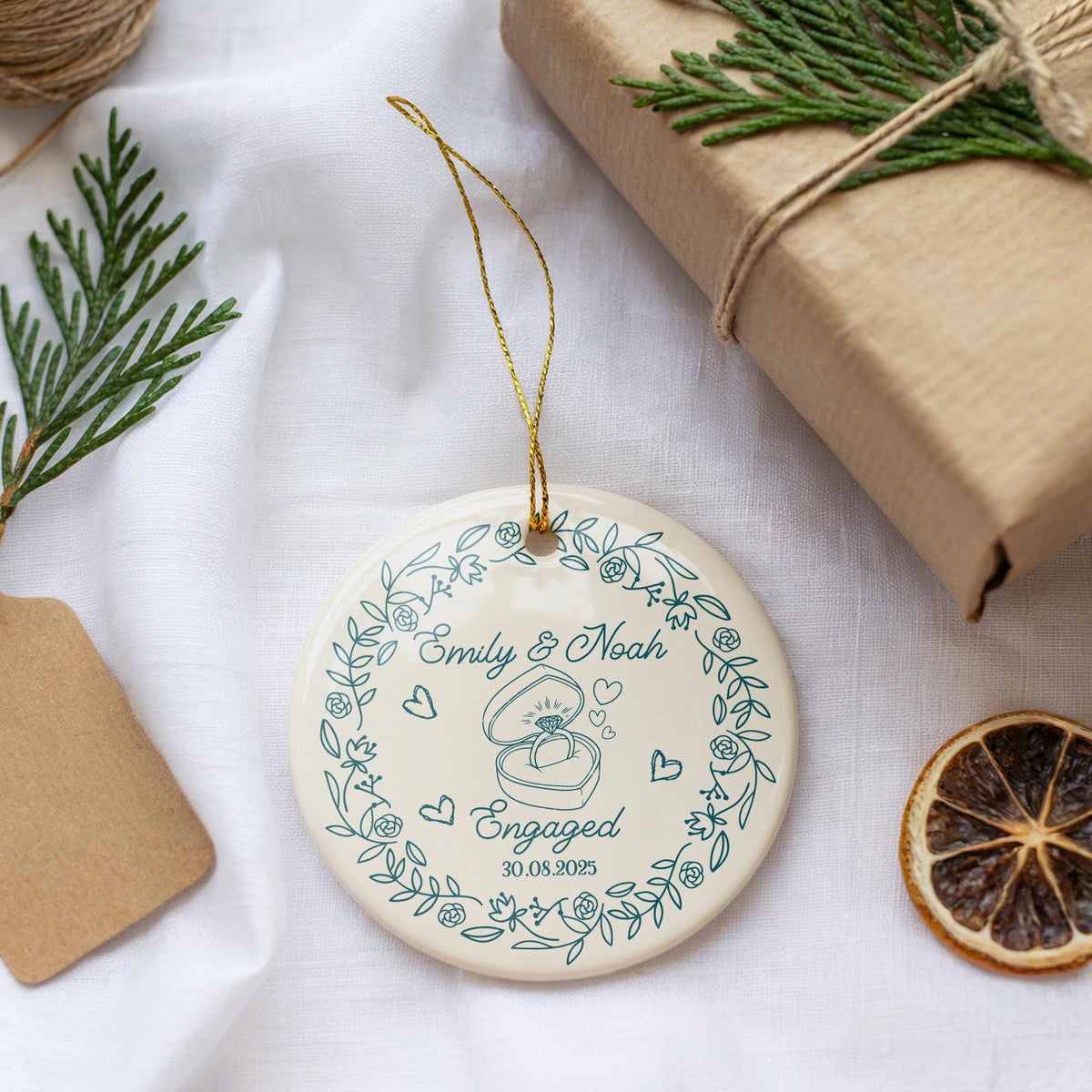 Personalized Engaged Ornament, Proposal Engagement Ring Keepsake, Future Mr And Mrs Ornament