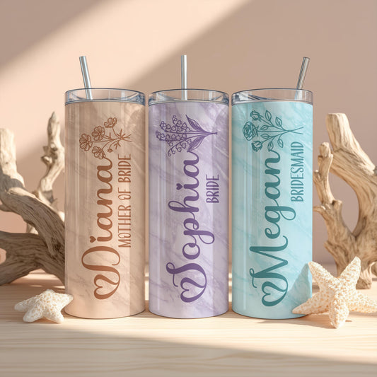 Personalized Bridesmaid Tumbler, Bridal Party Gift, Bachelorette Mug