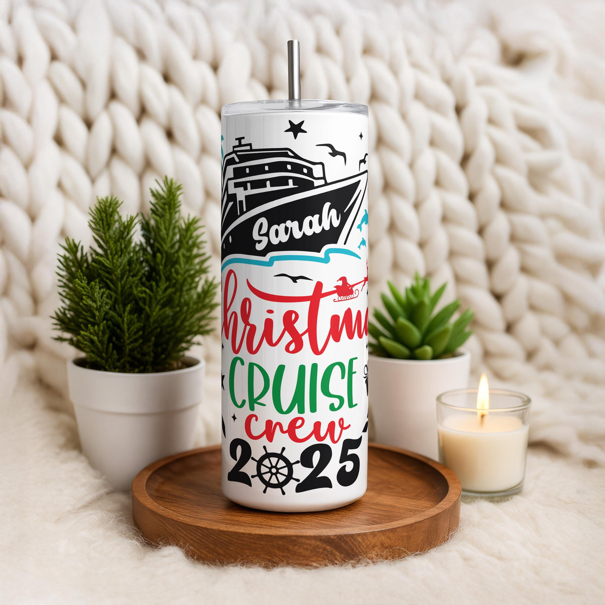 Personalized Christmas Cruise Crew Tumbler, Xmas Cruise Vacation Gift