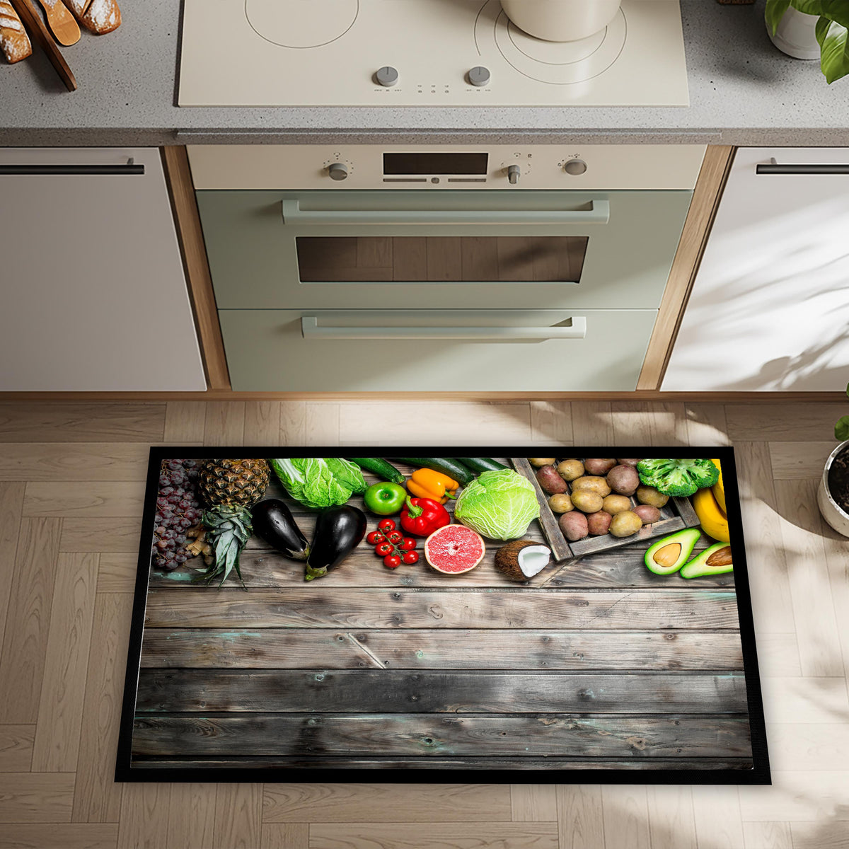 Kitchen Floor Mat, Avocado Toast Art, Washable Indoor Rug, Farmhouse Style Home Decor